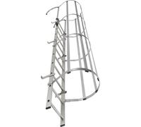 Escalerilla fija con protección trasera modelo ALM A x P de los peldaños 440 x 30 mm, aluminio