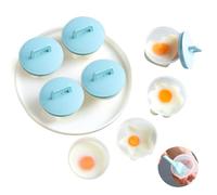Escalfador de huevos, 4 tazas para cocinar huevos, vaporizador de huevos con tapa y cepillo de aceite, caldera individual para desayuno, huevos duros sin cáscara, moldes de huevos de 4 formas,