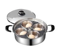 Escalfador de huevos de acero inoxidable, máquina de huevos escalfados de 4 tazas, sartén antiadherente de 7,5 cm, utensilios de cocina resistentes al óxido, bandeja escalfada fácil de limpiar con