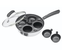 Escalfador de huevos KitchenCraft, Sartén de acero al carbono para escalfar huevos, Sartén para escalfar huevos para 4 huevos, 21cm (11''), Plateado