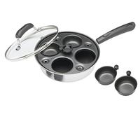 Escalfador de huevos KitchenCraft, Sartén de acero al carbono para escalfar huevos, Sartén para escalfar huevos para 4 huevos, 21cm (11''), Plateado