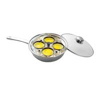 Escalfador de huevos, sartén para freír huevos, máquina de huevos escalfados de 4 tazas, sartén 2 en 1 para desayuno, brunch, almuerzo, cena