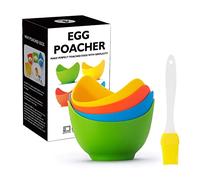 escalfador huevos silicona huevo microondas, 4 moldes de cocina antiadherentes con 1 cepillo de aceite, utilizados para utensilios de cocina, vaporera, horno microondas