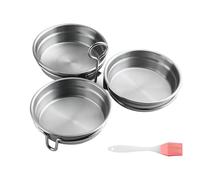 Escalfadora de huevos de acero inoxidable 304, anillos de cocina de huevos antiadherentes, 3 hueveras escalfadas, con cepillo de aceite para herramienta de cocina en casa (Ronda/Corazón)