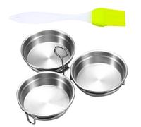 Escalfadora de huevos, escalfadora de huevos de acero inoxidable,3x Sartén de huevo de acero inoxidable | Olla de vapor antiadherente con soporte, hueveras con cepillo, molde para panqueques de huevo