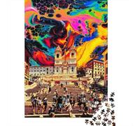 Escalinata Española Puzzle de 1000 Piezas Papel Puzzle para Adultos Noche Colores Abstractos Decoración Hogar Regalo 70x50cm/1000pcs