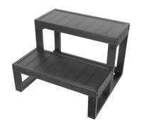 Escalón de 2 niveles para spa y jacuzzi, 60 x 54 x 42 cm, aspecto de madera, escalones de plástico, antideslizantes, escaleras de madera y plástico, impermeables, para exteriores y exteriores, color