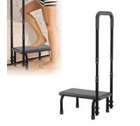 Escalón de baño con asa, taburete resistente para mesita de noche para adultos, plataforma de goma antideslizante, soporta hasta 136 kg, taburete para mesita de noche, cocina, coche, bañera