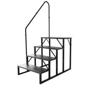Escalón para Caravana, escalón para autocaravanas, SPA al Aire Libre, Escalera para caravanas de Viaje, autocaravanas, Jacuzzi, Porche, Piscina por Encima del Suelo (4 escalones con 1 pasamanos)