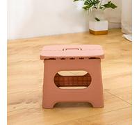 Escalón plegable, portátil, 28x24x22cm, plástico, ahorro de espacio y estable, taburete para adultos y niños, con mecanismo de plegado, reposapiés portátil para el hogar y de viaje (rosa desnudo)