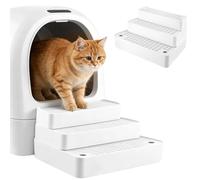 Escalones de caja de arena para gatos pequeños ancianos, rampa de caja de arena ajustable de 3 pasos con agujeros de filtro, escaleras de plástico ABS antideslizantes para gatos, 13.8 x 9.6 x 7.3