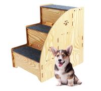 Escalones de perro para cama, sofá, 3 niveles, antideslizantes, rampa de madera para perros de 13.4 pulgadas con tela alfombrada, escaleras resistentes para mascotas heridas, perros viejos, perros