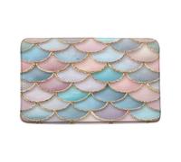 Escama De Fish Rosa Y Azul, Escama De Dibujos Animados De Animales del Océano Alfombra Baño Suave Alfombra Exterior Plegable Felpudos para Bañera Oficina Exterior 40X60Cm