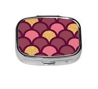 Escama de pez con brillo dorado, Pastillero cuadrado para bolsillo o monedero, pequeño contenedor de pastillas, organizador de pastillas de viaje