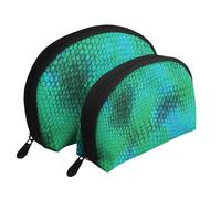 Escama de Serpiente, Bolsa de Maquillaje de Concha, Monedero pequeño para Mujer, Bolsa de artículos de tocador, Bolsa de cosméticos, 2 Piezas