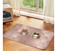 Escamas de Conchas Marinas Art déco de Color Gris Cobre y Rosa,Tapete para Comida de Mascotas, manteles Individuales de Cuero sintético para Gatos y Perros,30x45cm