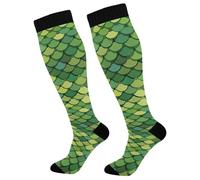Escamas De Sirena Escamas De Dragón Verde Calcetines De Viaje Deportivos Calcetines Medias Para Varicosas Enfermera Mujeres Hombres 1 Par 50Cm