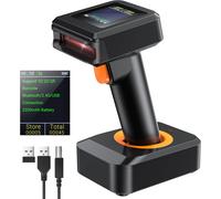 Tera Lector de Codigos de Barras Inalambrico Inventario 1D 2D con Pantalla Escaner de Codigo de Barras Bluetooth con Receptor Inalambrico Base del Cargador y Cable USB Compatible de Windows, Android