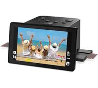 Escáner de película y diapositivas: convierte negativos de película de 35 mm, 126, 110 y diapositivas a fotos digitales de 22 MP, escáner negativo con LCD de 12.7 cm, inserciones de fácil carga