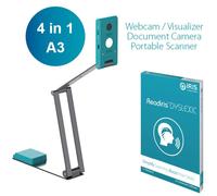 I.R.I.S. - IRIScan Visualizer 7 + Readiris Dyslexic 2.0 Escáner de captura aérea 4160 x 3120 DPI A3 Azul ártico, Plata