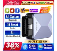 Herramienta de diagnóstico MUCAR BT200 Max Car OBD2, escáner bidireccional de diagnóstico de todos los sistemas ELM 327 CANFD15, reinicio de actualización gratuita de por vida 5pcs BT200 Max