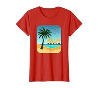 Escapada de Vacaciones en Palm Beach Tropical Paradise Camiseta, Mujer, Rojo, L