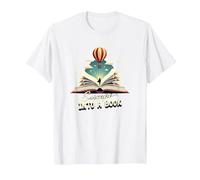 Escapar a un Libro: Aventura mágica de Lectura Camiseta, Hombre, Blanco, L