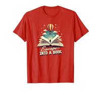 Escapar a un Libro: Aventura mágica de Lectura Camiseta, Hombre, Rojo, XL