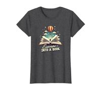 Escapar a un Libro: Aventura mágica de Lectura Camiseta, Mujer, Jaspeado Oscuro, L