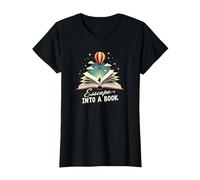 Escapar a un Libro: Aventura mágica de Lectura Camiseta, Mujer, Negro, 3XL