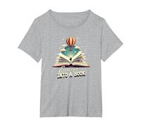 Escapar a un Libro: Aventura mágica de Lectura Camiseta, Mujer Tallas Grandes, Gris Jaspeado, 1XL Grande