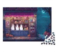 Escaparate de Conejo Nocturno Rompecabezas 3D 52x38cm/1000pcs, - Juego Creativo para Familias, Antistrés Y Educativo, Regalo De Decoración para El Hogar