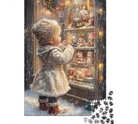 Escaparate Navideño Puzzle de 1000 Piezas para Adultos Papel Juego de Puzzle 1000 Piezas Escena Invernal Decoración Hogar Regalo Familiar Relajante 52x38cm/1000pcs