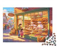 Escaparate Panadería Puzzle de 1000 Piezas Papel Puzzle para Adultos Ambiente Acogedor en la Calle Relajante Interacción Familiar Enfoque Decoración Regalo 38x26cm/1000pcs