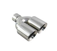 Escape Automóvil Modificado Interfaz punta de extremo de escape de coche de acero inoxidable, salida doble redonda de 63mm, tubo de escape automático de 89mm, plateado, Universal Garganta Cola Tubo(EM