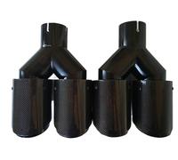 Escape Coche 1 Uds. Silenciador Carbono Brillante Coche Punta Y Forma Doble Salida Tubo Escape Universal Acero Inoxidable Negro Varios Tamaños(57MM IN 76MM OUT)