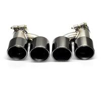 escape coche engrosado tubo Para BMW Para 640i Para 535i Silenciador Escape Coche Punta Doble Tubo Acero Inoxidable Parachoques Forma H(Silver a)