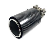 Escape de Coche 1 Pieza Punta Silenciador Fibra Carbono Brillante Escape Silenciadores Tubo Boquilla Universal Recta Acero Inoxidable Negro Tubo de Escape Coche