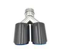 Escape de Coche 1 Pieza Tubo Escape Redondo Fibra Carbono Brillante Silenciador Doble Punta Tubos Universales Rectos Acero Inoxidable Azul Tubo de Escape Coche