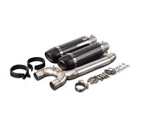 Escape doble Sistema Escape Motocicleta Slip On Para Yamaha Para FZ-6N Para FZ-6S Para FZ6 Para FZ6S Para FZ6N 2004-2009 Para Fz6 Con Silenciador(Carbon look black)