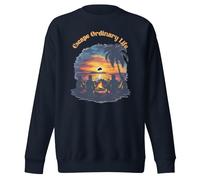 Escape Ordinary Life Sunset Campfire Scene - Sudadera unisex con cuello redondo para adulto, Navy Blazer, XXL