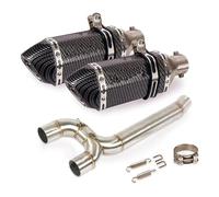 Escape Silenciador Moto para Yamaha para FZ6 para FZ6N para FZ6S 2004-2011 Sistema De Escape Motocicleta con Tubo Enlace Medio Doble Salida Silenciadores Deslizantes(11)