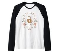 Escape Squad Lock Key Floral Puzzle Grupo Amigos Camiseta Manga Raglan