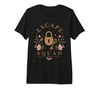 Escape Squad Lock Key Floral Puzzle Grupo Amigos Camiseta Premium