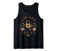 Escape Squad Lock Key Floral Puzzle Grupo Amigos Camiseta sin Mangas