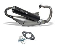Escape Tecnigas Q-tre Negro con Abe para Peugeot Speedfight 2 | Silenciador final, homologado, sin registro, incl. junta escape compatible con Peugeot Vivacity 50, Peugeot Elyseo 50