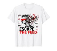 Escape The Feed Digital Detox Cyber Glitch Arte distópico Camiseta gráfica económica