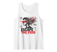 Escape The Feed Digital Detox Cyber Glitch Arte distópico Camiseta sin Mangas