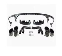 Escape Trasero Difusor De Parachoques Trasero Y Puntas De Escape Alerón Para Puerta De Maletero Para Q8 Para S-line Q8 SQ8 2019 2020 2021 2022 2023 ABS Negro(Silver set)