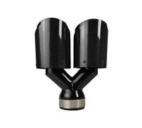 Escape Trasero Silenciador De Escape Fibra Carbono Para Coche Longitud Uniforme Negro Universal En Forma Y Doble Salida Sarga Brillante 1 Unidad Tubo Escapes(63.5mm-114mm)